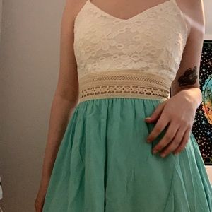 Formal blue floral prom dress